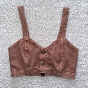 AE denim mauve pink crop tank bustier button up top bralette adjustable straps 0